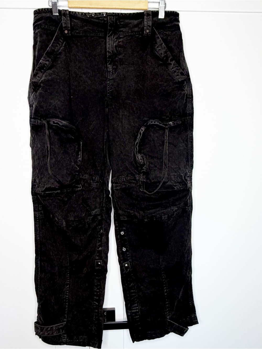 Free People Can't Compare Slouch Pants Large Washed Black cargo grunge urban - Picture 6 of 12